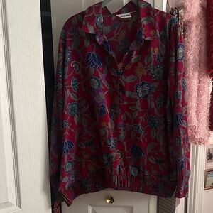 Alfred Dunner Red Floral Blouse